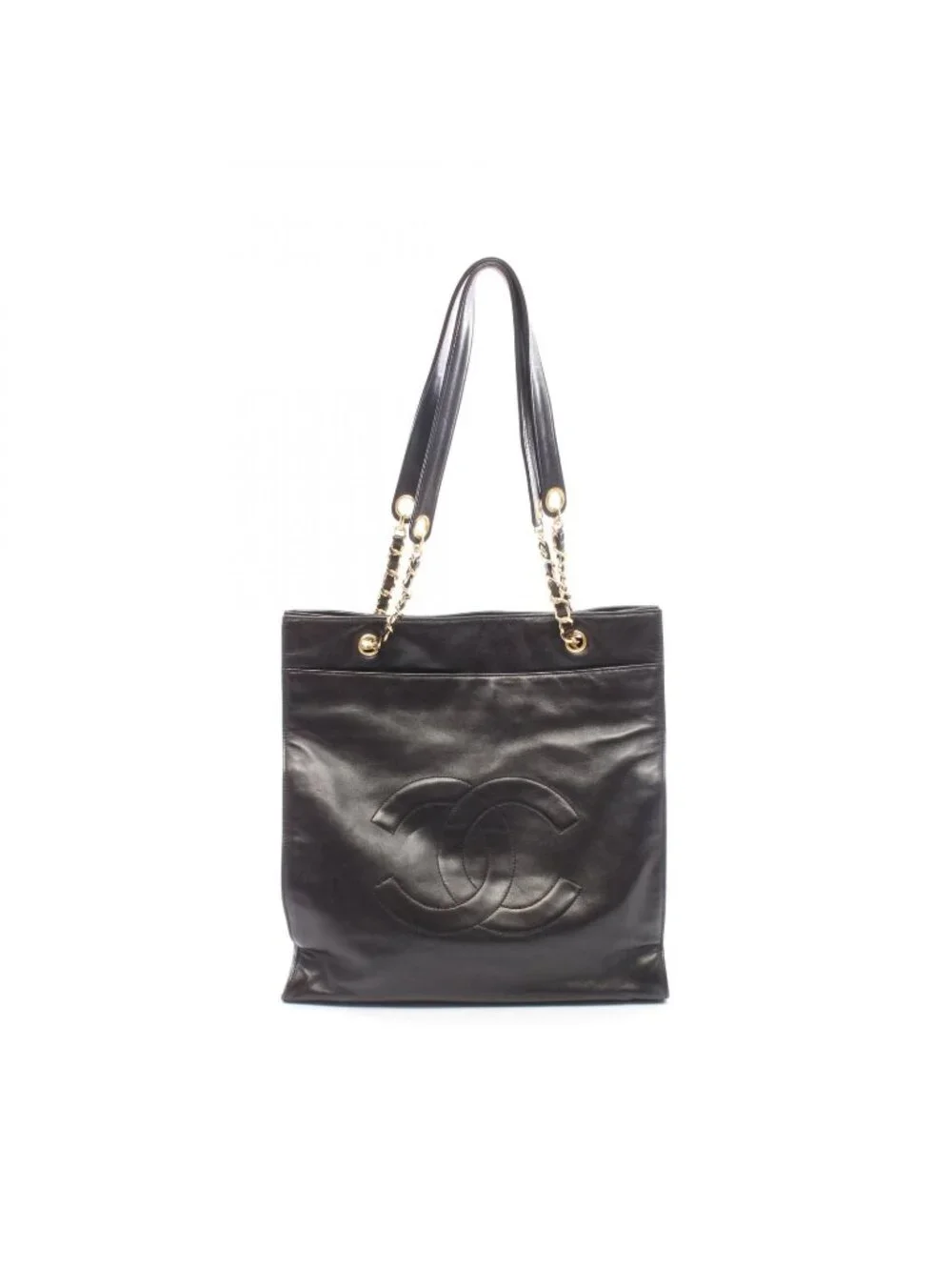 Chanel Tote CC Logo Black Lambskin CC Chain